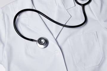 a stethoscope on a doctor's uniform