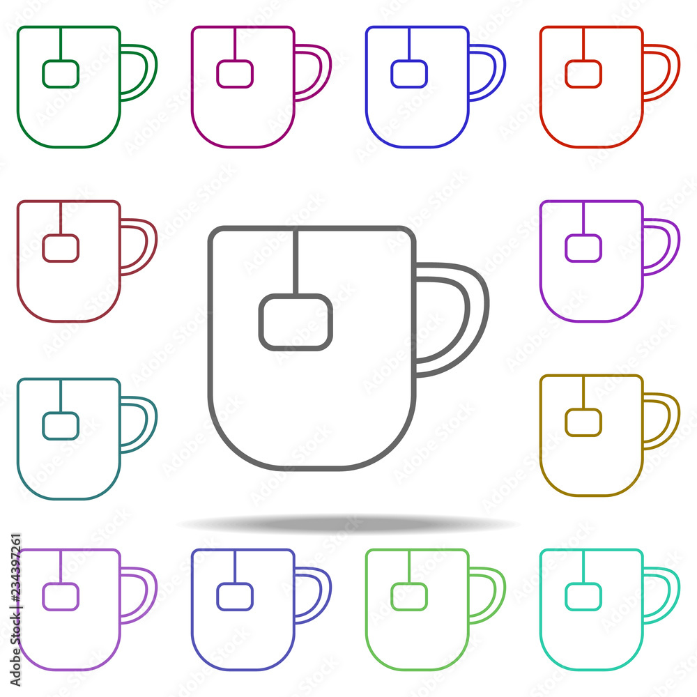 Poster a cup of tea outline icon. elements of restaurant in multi color style icons. simple icon for websit