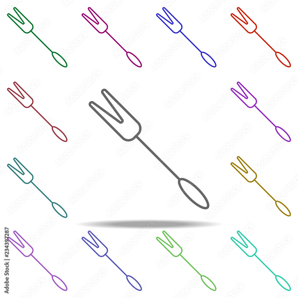 Poster fork barbecue outline icon. elements of restaurant in multi color style icons. simple icon for websi