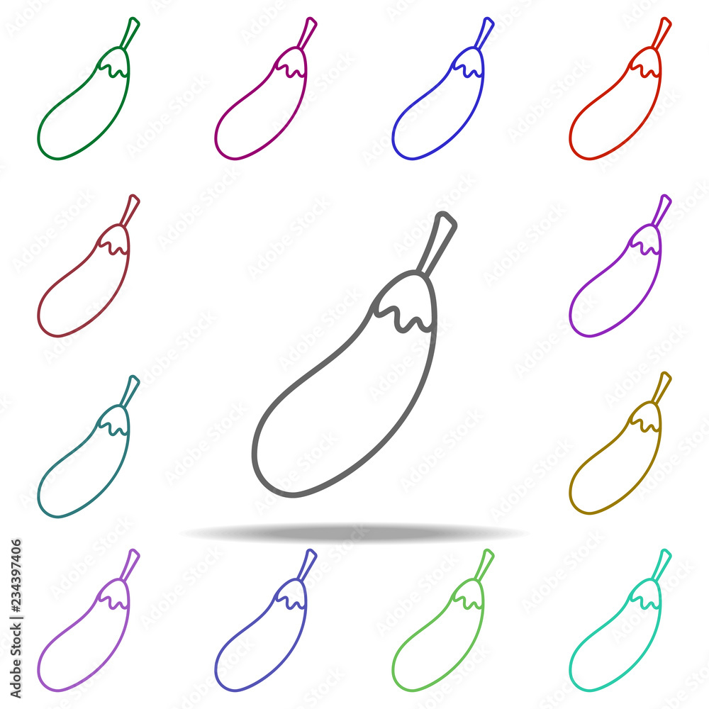 Poster eggplant outline icon. elements of restaurant in multi color style icons. simple icon for websites, 