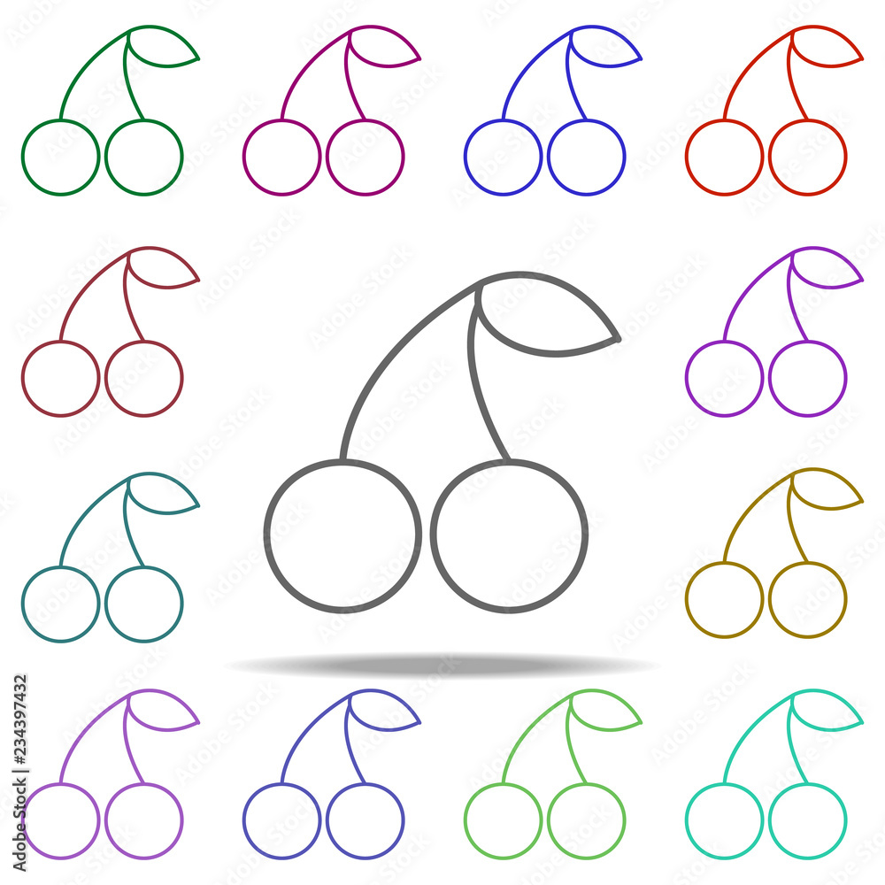 Poster cherry outline icon. elements of restaurant in multi color style icons. simple icon for websites, we