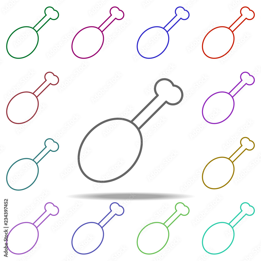 Poster fried chicken leg outline icon. elements of restaurant in multi color style icons. simple icon for w