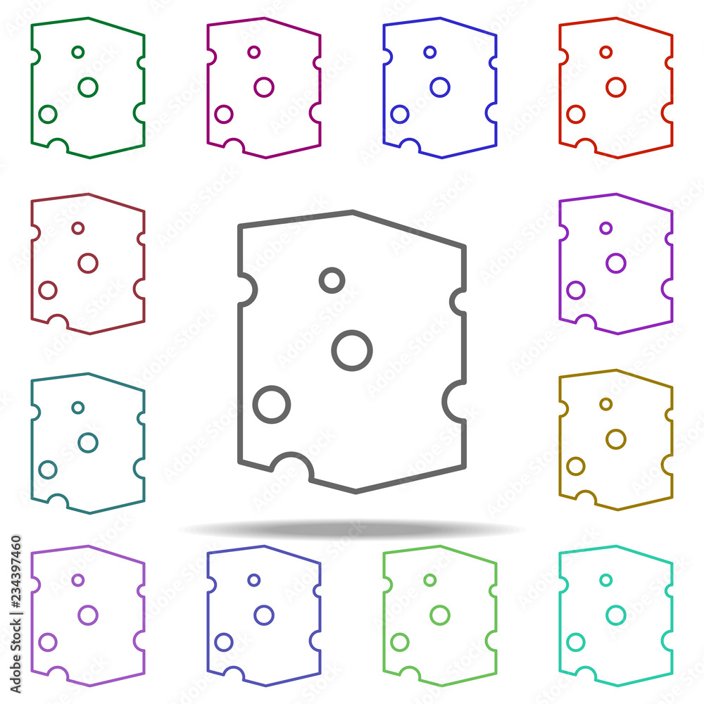 Poster piece of cheese outline icon. elements of restaurant in multi color style icons. simple icon for web