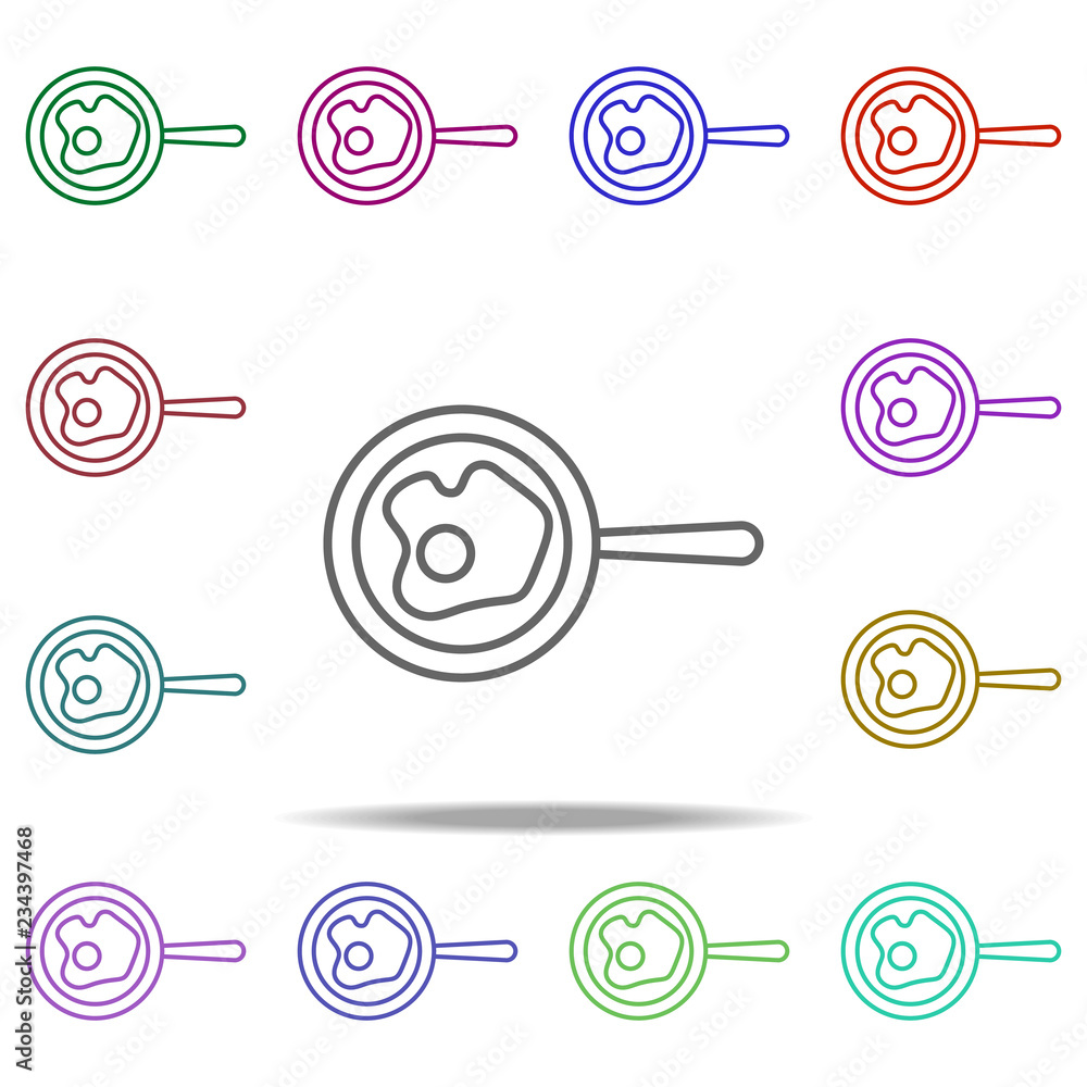 Poster fried eggs in a frying pan outline icon. elements of restaurant in multi color style icons. simple i