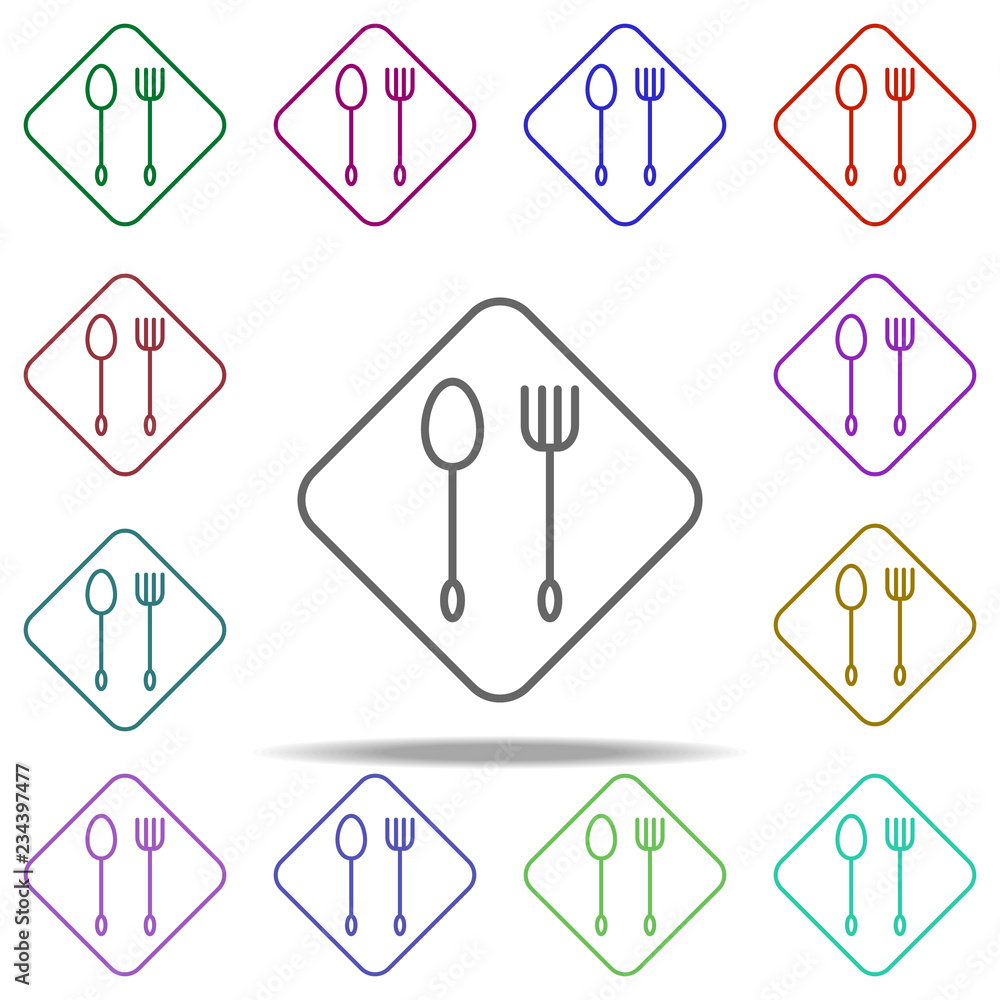 Poster knife and fork outline icon. elements of restaurant in multi color style icons. simple icon for webs