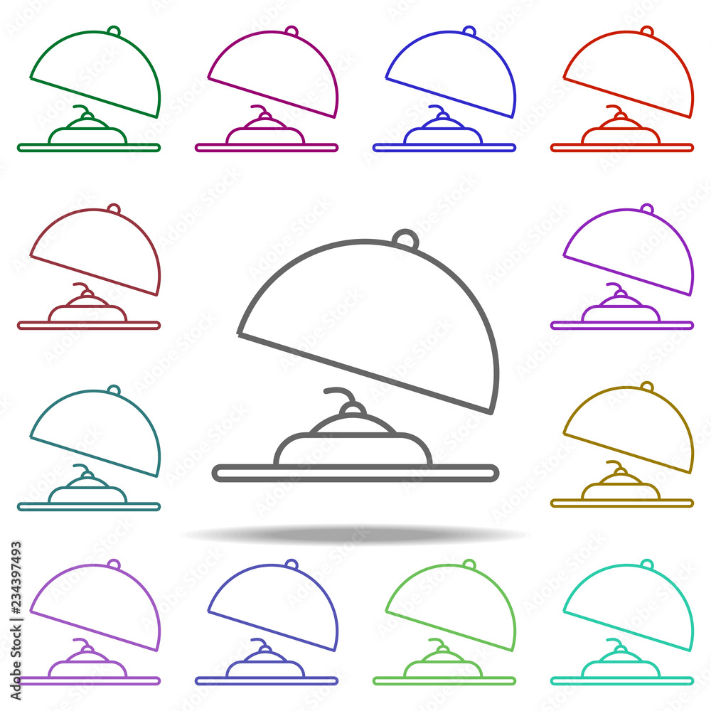 Poster cake in a tray outline icon. elements of restaurant in multi color style icons. simple icon for webs