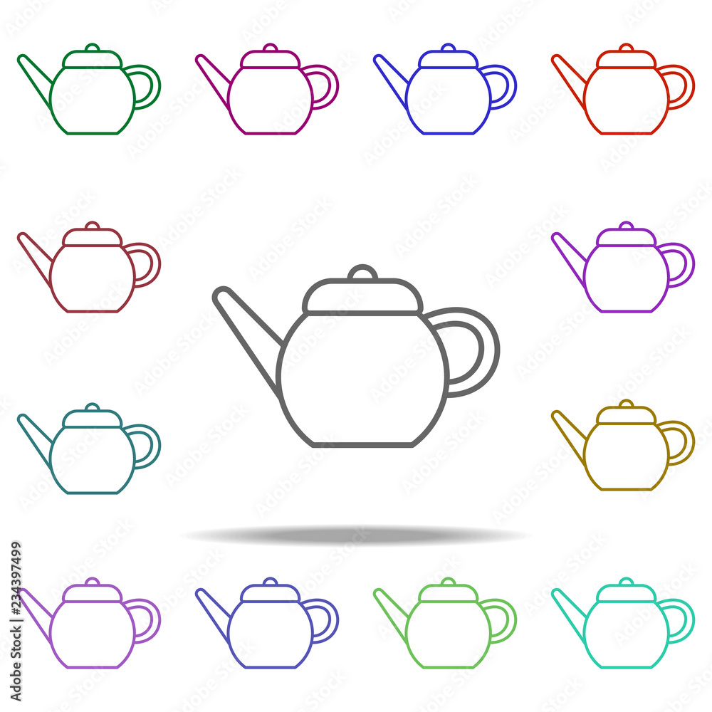 Poster kettle outline icon. elements of restaurant in multi color style icons. simple icon for websites, we