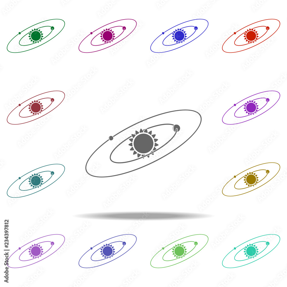 Poster solar system icon. elements of space in multi color style icons. simple icon for websites, web desig