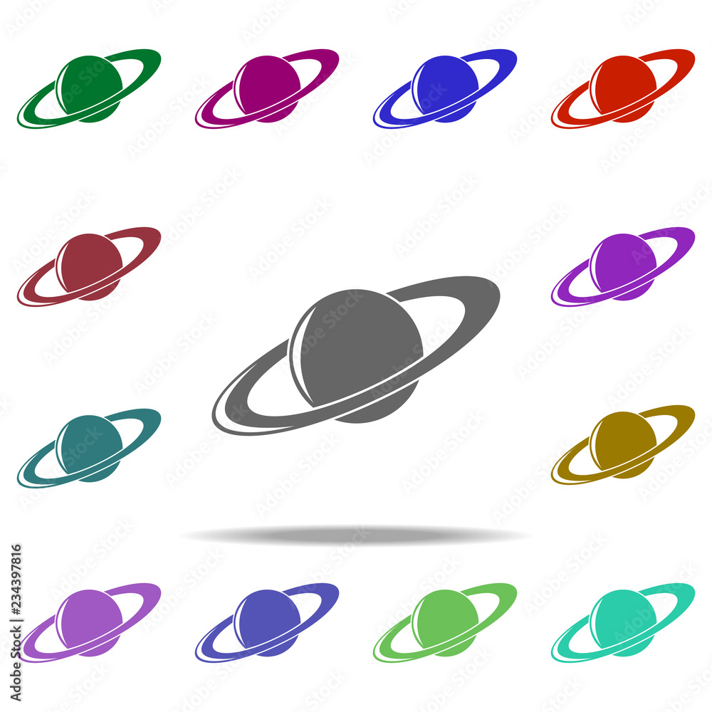 Poster planet saturn icon. elements of space in multi color style icons. simple icon for websites, web desi