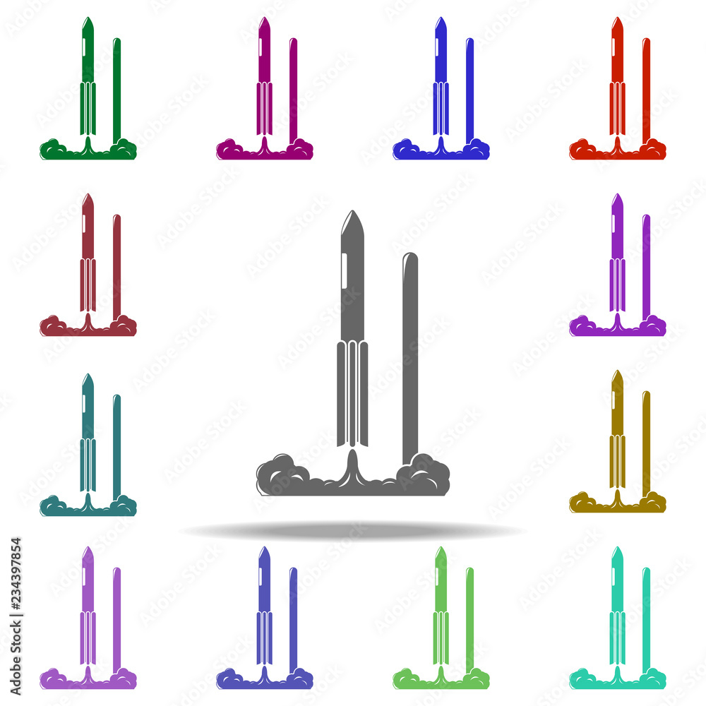 Poster launch rocket icon. elements of space in multi color style icons. simple icon for websites, web desi