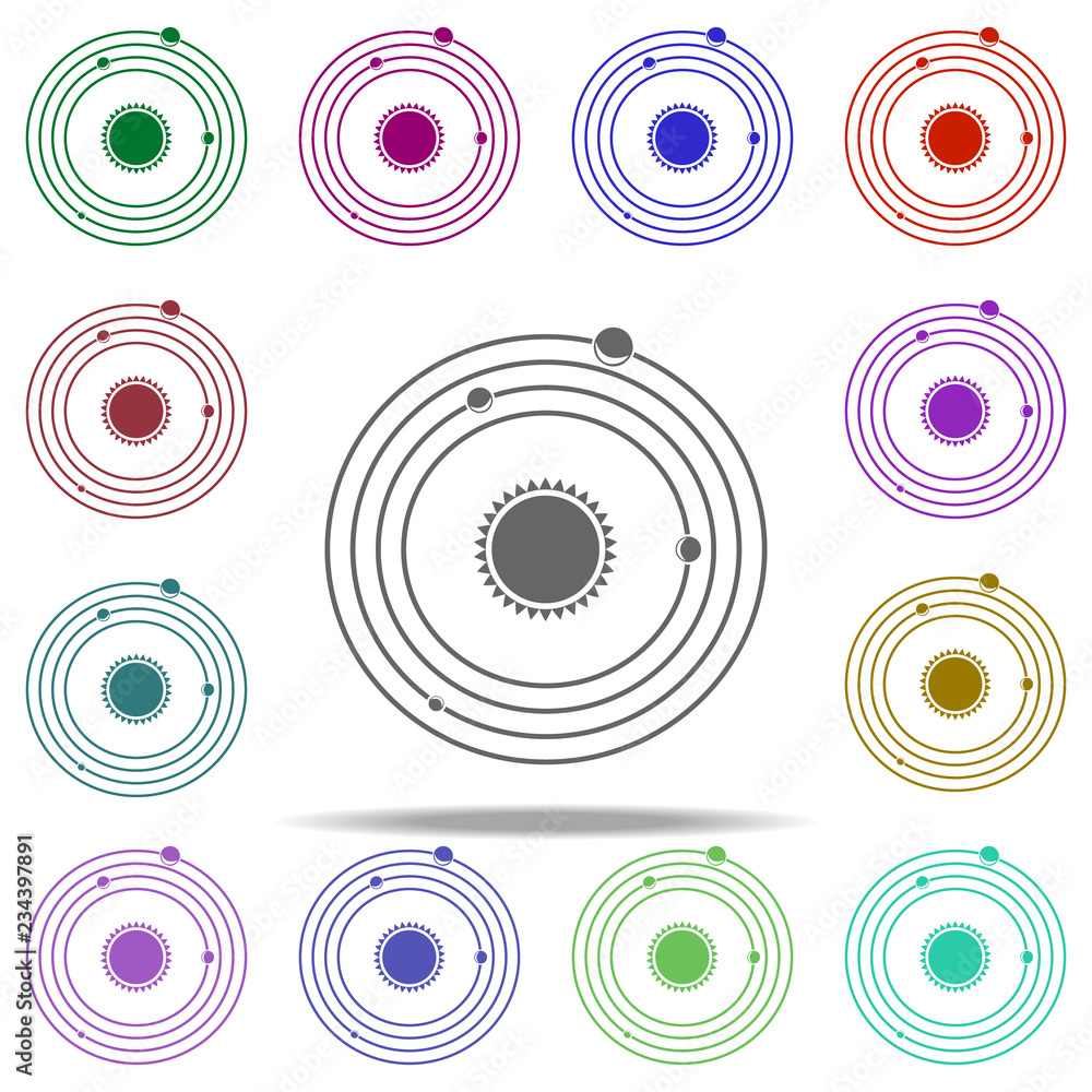 Poster solar system icon. elements of space in multi color style icons. simple icon for websites, web desig