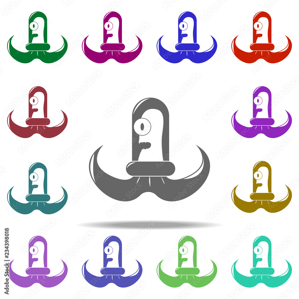 Poster extraterrestrial in a spacesuit icon. elements of space in multi color style icons. simple icon for 