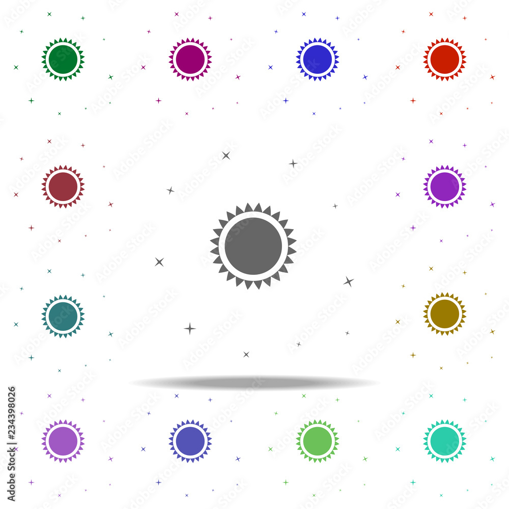 Poster the sun icon. elements of space in multi color style icons. simple icon for websites, web design, mo
