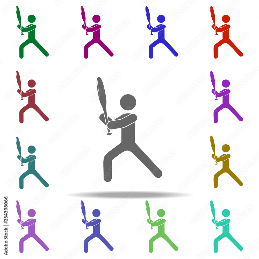 Poster baseball player icon. elements of sport in multi color style icons. simple icon for websites, web de
