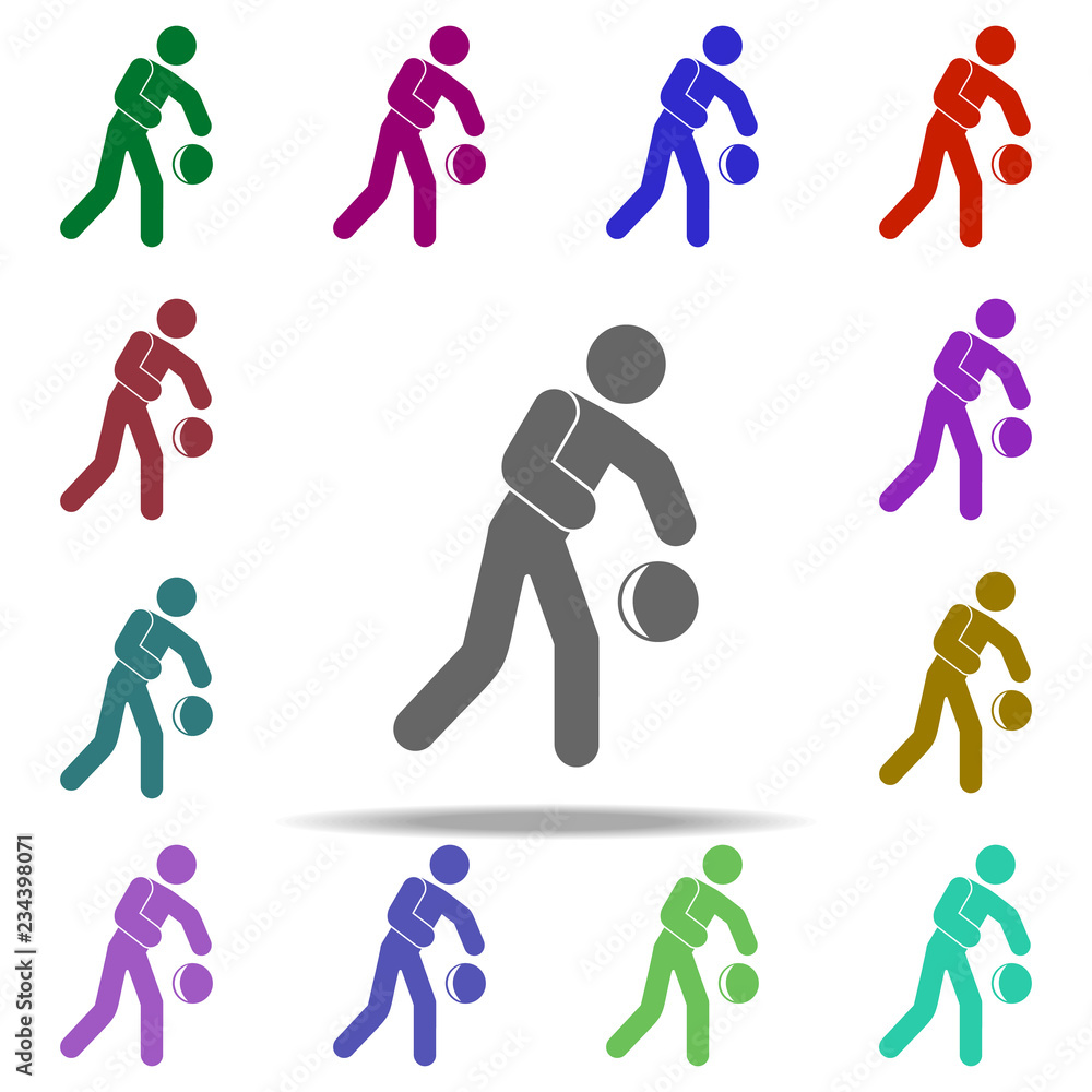 Poster basketball player icon. elements of sport in multi color style icons. simple icon for websites, web 