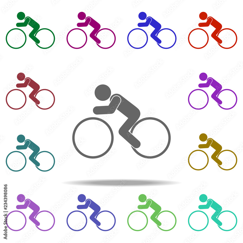 Poster cyclist icon. elements of sport in multi color style icons. simple icon for websites, web design, mo