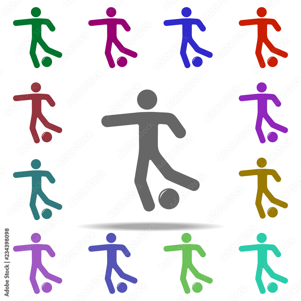 Aufkleber soccer player with a ball icon. elements of sport in multi color style icons. simple icon for websit