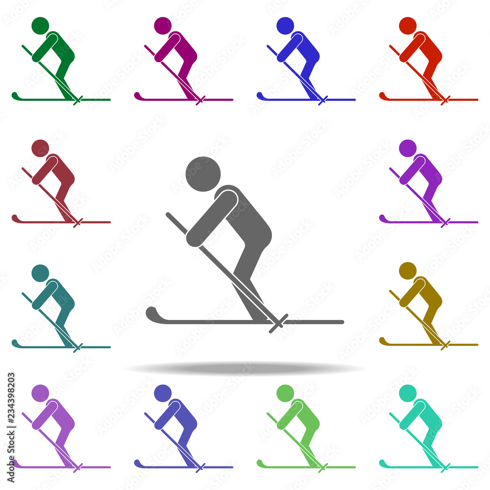 Aufkleber skier icon. elements of sport in multi color style icons. simple icon for websites, web design, mobi