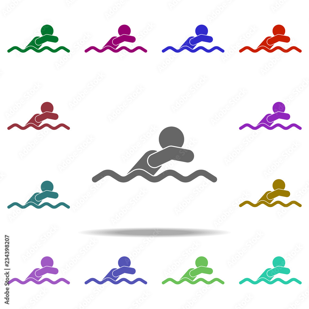 Poster swimmer icon. elements of sport in multi color style icons. simple icon for websites, web design, mo
