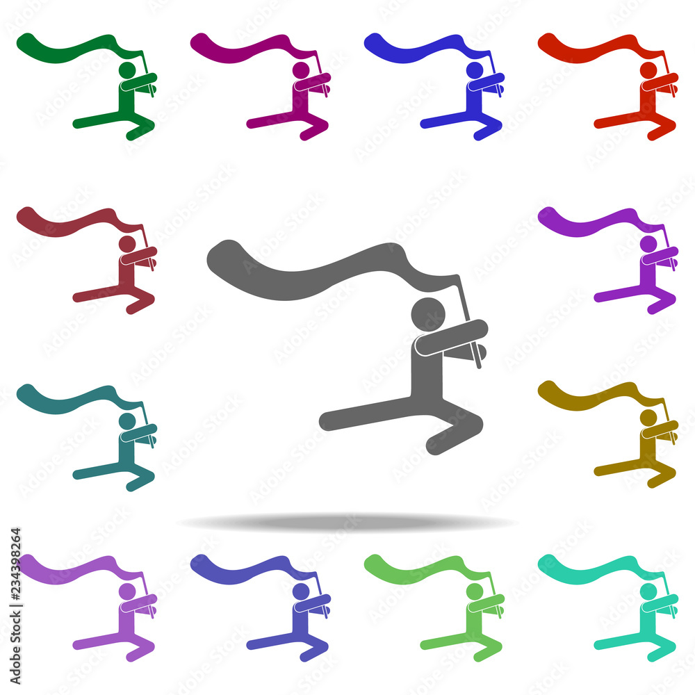 Aufkleber gymnastics with ribbon icon. elements of sport in multi color style icons. simple icon for websites,