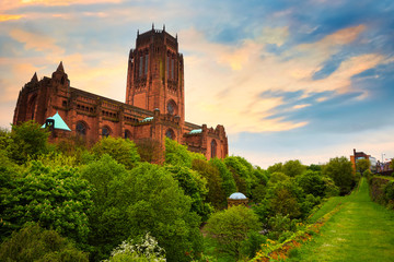 Liverpool Cathedral in Liverpool, UK - obrazy, fototapety, plakaty