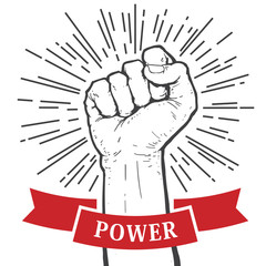 Fist hand, Protest symbol. Power sign