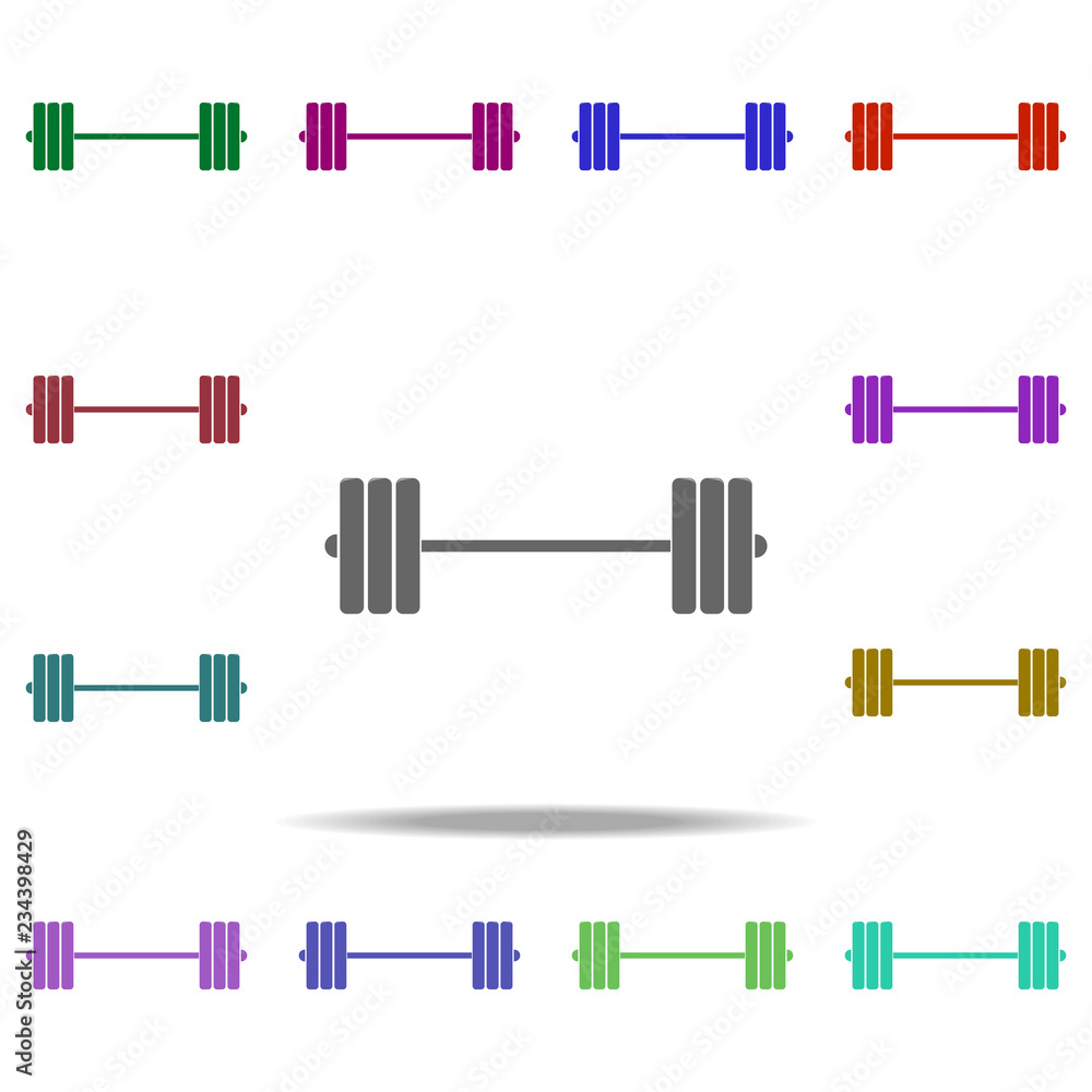 Poster barbell icon. elements of sport in multi color style icons. simple icon for websites, web design, mo