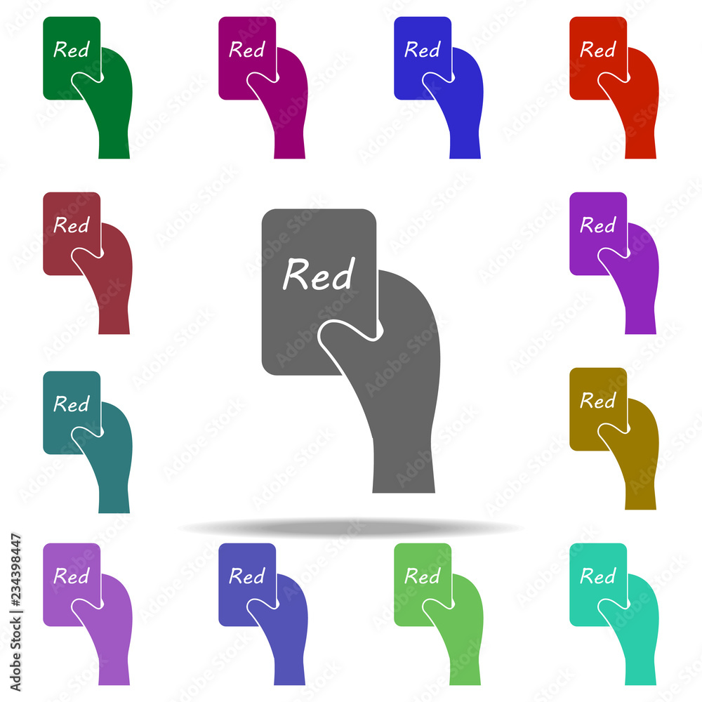 Poster hand with a red card icon. elements of sport in multi color style icons. simple icon for websites, w