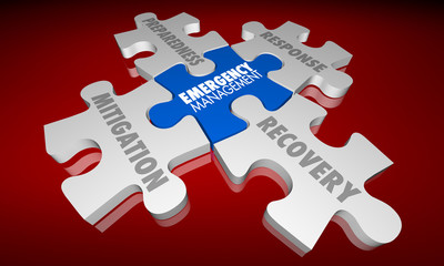 Emergency Management Puzzle Pieces Mitigation Response 3d Illustration