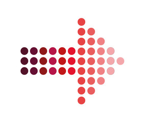 red dotted arrows on white background. red dot arrow sign. flat style. red dot arrow icon for your web site design, logo, app, UI. halftone effects vector.