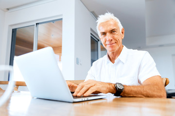 Fototapeta premium Man working on laptop at home