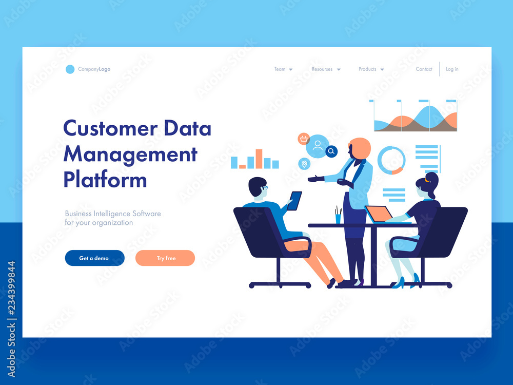Aufkleber people work in a team and interact with graphs. business, workflow management and office situations.