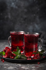 pomegranate drink in glass cups