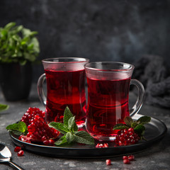 pomegranate drink in glass cups