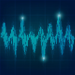 abstract digital blue equaliser, sound wave pattern element
