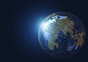 Global network connection. World map point and line composition concept of global business. Vector Illustration