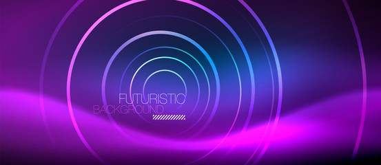 Neon glowing circles background