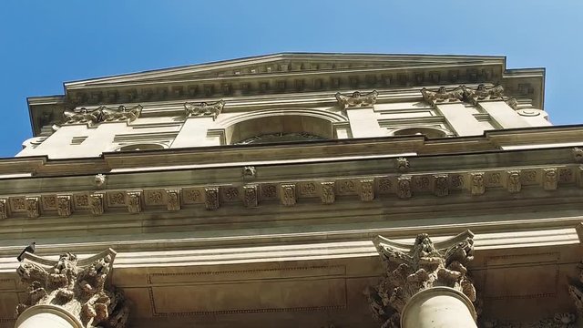 Exterior detail of  historical building of Sorbonne University in Paris, France