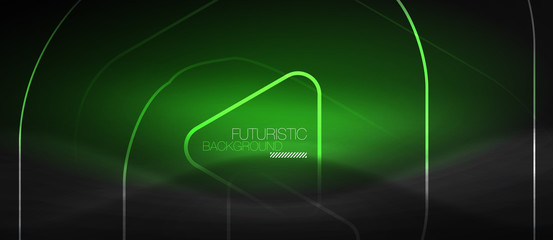 Dark black abstract background with neon colors and lines