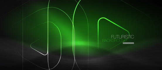 Dark black abstract background with neon colors and lines