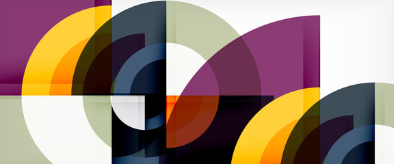 Obraz premium Modern geometric circles abstract background, colorful round shapes with shadow effects