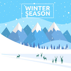 Winter Season, Wintertime Design Background, Vector Illustration