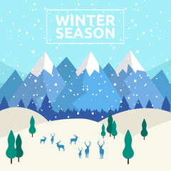 Winter Season, Wintertime Design Background, Vector Illustration