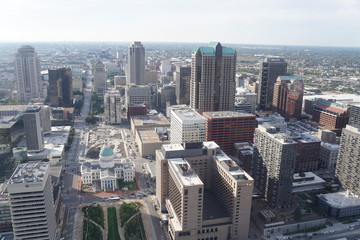 Aerial View of St. Louis from inside the arch