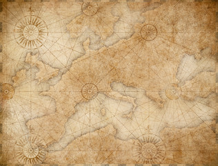 Obraz premium stare średniowieczne morskie mapy Europy