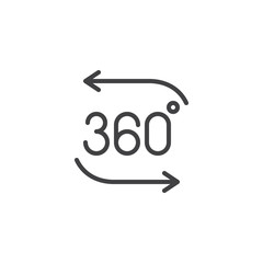 360 degrees arrows outline icon. linear style sign for mobile concept and web design. Rotation 360 simple line vector icon. Symbol, logo illustration. Pixel perfect vector graphics