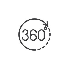 360 Degrees View outline icon. linear style sign for mobile concept and web design. 360 angle panoramic view simple line vector icon. Symbol, logo illustration. Pixel perfect vector graphics