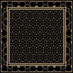 Floral Geometric Pattern. vector illustration. For fabric, textile, bandana, scarg, print