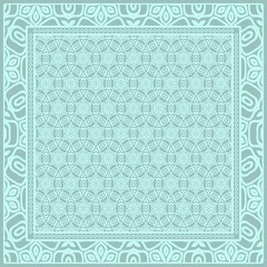 Geometric Pattern with hand-drawing floral ornament. illustration. For fabric, textile, bandana, scarg, print.