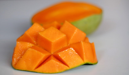 Indramayu Mango or Mangga Indamayu from Indramayu, West Java, Indonesia. It has a strong aroma with a little bit of strong sweet flavor.